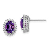 Sterling Silver Rhodium-plated Amethyst and Diamond Earrings - 3