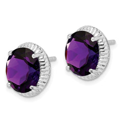 Sterling Silver Rhodium-plated Amethyst Earrings - 2