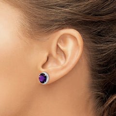 Sterling Silver Rhodium-plated Amethyst Earrings - 2