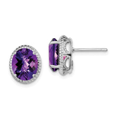 Sterling Silver Rhodium-plated Amethyst Earrings - 2