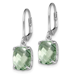Sterling Silver Rhodium-plated Green Quartz Earrings - 2