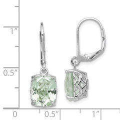 Sterling Silver Rhodium-plated Green Quartz Earrings - 2
