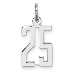 Sterling Silver/Rhodium-plated Elongated Number 25 Charm
