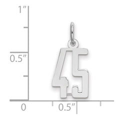 Sterling Silver/Rhodium-plated Elongated Number 45 Charm