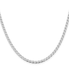 Sterling Silver Rhodium-plated 3.15mm D/C Flat Anchor Curb Chain - 5