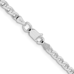 Sterling Silver Rhodium-plated 3.15mm D/C Flat Anchor Curb Chain - 5