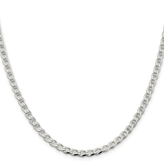 Sterling Silver 4.0mm D/C Flat Anchor Curb Chain - 4