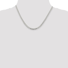 Sterling Silver 4.0mm D/C Flat Anchor Curb Chain - 4