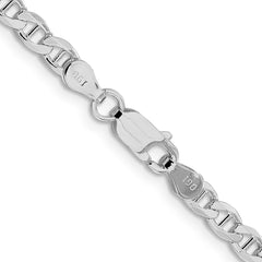 Sterling Silver Rhodium-plated 4.0mm D/C Flat Anchor Curb Chain - 6