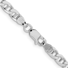 Sterling Silver Rhodium-plated 4.65mm D/C Flat Anchor Curb Chain - 2