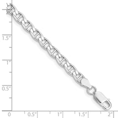 Sterling Silver Rhodium-plated 4.65mm D/C Flat Anchor Curb Chain - 3