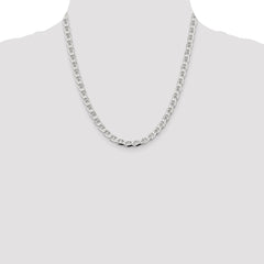 Sterling Silver 5.7mm D/C Flat Anchor Curb Chain - 6