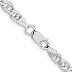 Sterling Silver Rhodium-plated 5.7mm D/C Flat Anchor Curb Chain - 2