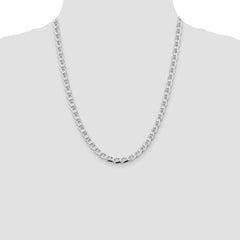 Sterling Silver Rhodium-plated 5.7mm D/C Flat Anchor Curb Chain - 2