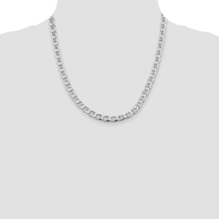 Sterling Silver Rhodium-plated 6.5mm D/C Flat Anchor Curb Chain - 2