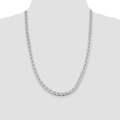 Sterling Silver Rhodium-plated 6.5mm D/C Flat Anchor Curb Chain - 4