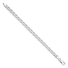 Sterling Silver Rhodium-plated 6.5mm D/C Flat Anchor Curb Chain - 5