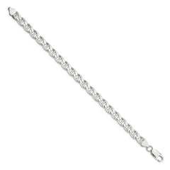 Sterling Silver 7.4mm D/C Flat Anchor Curb Chain - 5