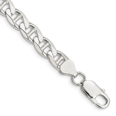 Sterling Silver 7.4mm D/C Flat Anchor Curb Chain - 6