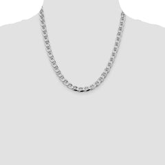 Sterling Silver Rhodium-plated 7.4mm D/C Flat Anchor Curb Chain - 5
