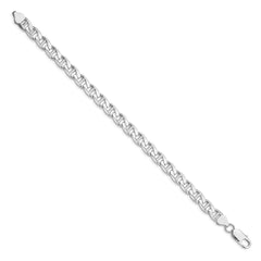 Sterling Silver Rhodium-plated 7.4mm D/C Flat Anchor Curb Chain - 2