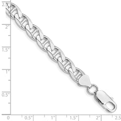 Sterling Silver Rhodium-plated 7.4mm D/C Flat Anchor Curb Chain - 2