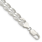 Sterling Silver 8.25mm D/C Flat Anchor Curb Chain - 6