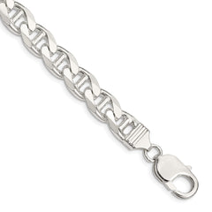 Sterling Silver 9mm D/C Flat Anchor Curb Chain - 6