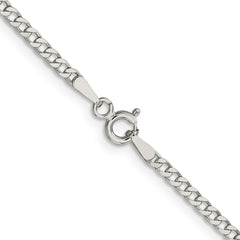 Sterling Silver 2.3mm Beveled Curb Chain - 9