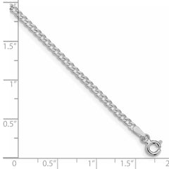 Sterling Silver Rhodium-plated 2.3mm Beveled Curb Chain - 4