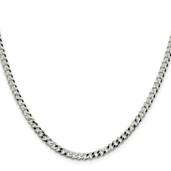 Sterling Silver 4mm Beveled Curb Chain - 6