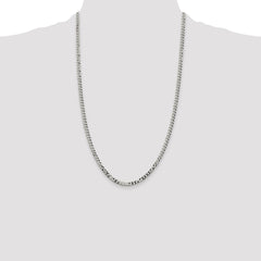 Sterling Silver 4mm Beveled Curb Chain - 8