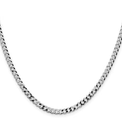 Sterling Silver Rhodium-plated 4mm Beveled Curb Chain - 6