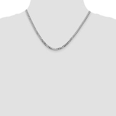 Sterling Silver Rhodium-plated 4mm Beveled Curb Chain - 6