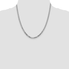 Sterling Silver Rhodium-plated 4mm Beveled Curb Chain - 7