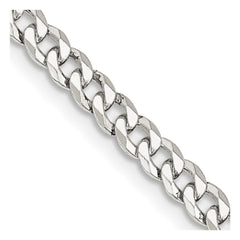 Sterling Silver 4mm Beveled Curb Chain - 6