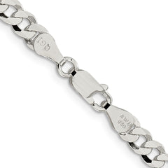 Sterling Silver 5mm Beveled Curb Chain - 6