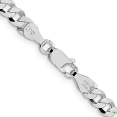 Sterling Silver Rhodium-plated 5mm Beveled Curb Chain - 4