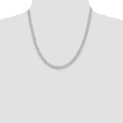 Sterling Silver Rhodium-plated 5mm Beveled Curb Chain - 4