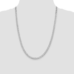 Sterling Silver Rhodium-plated 5mm Beveled Curb Chain - 5