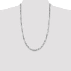 Sterling Silver Rhodium-plated 5mm Beveled Curb Chain - 6