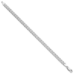 Sterling Silver Rhodium-plated 5mm Beveled Curb Chain - 7