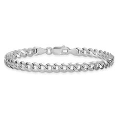 Sterling Silver Rhodium-plated 5mm Beveled Curb Chain - 7