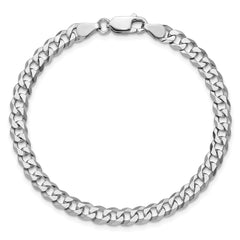 Sterling Silver Rhodium-plated 5mm Beveled Curb Chain - 7