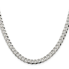 Sterling Silver 6mm Beveled Curb Chain - 11