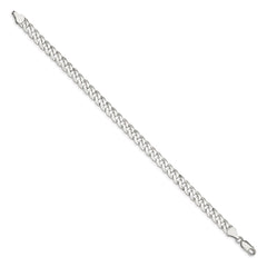 Sterling Silver 6mm Beveled Curb Chain - 8