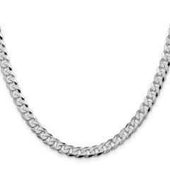 Sterling Silver Rhodium-plated 6mm Beveled Curb Chain - 5