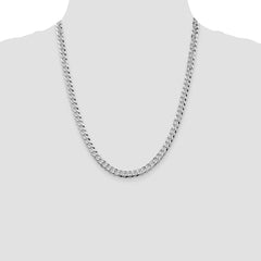 Sterling Silver Rhodium-plated 6mm Beveled Curb Chain - 5