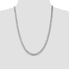 Sterling Silver Rhodium-plated 6mm Beveled Curb Chain