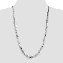 Sterling Silver Rhodium-plated 6mm Beveled Curb Chain - 4